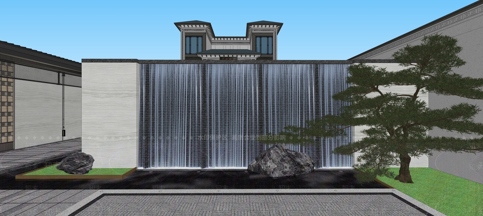 新中式禅意乡村庭院SU模型下载【ID:1203491639】
