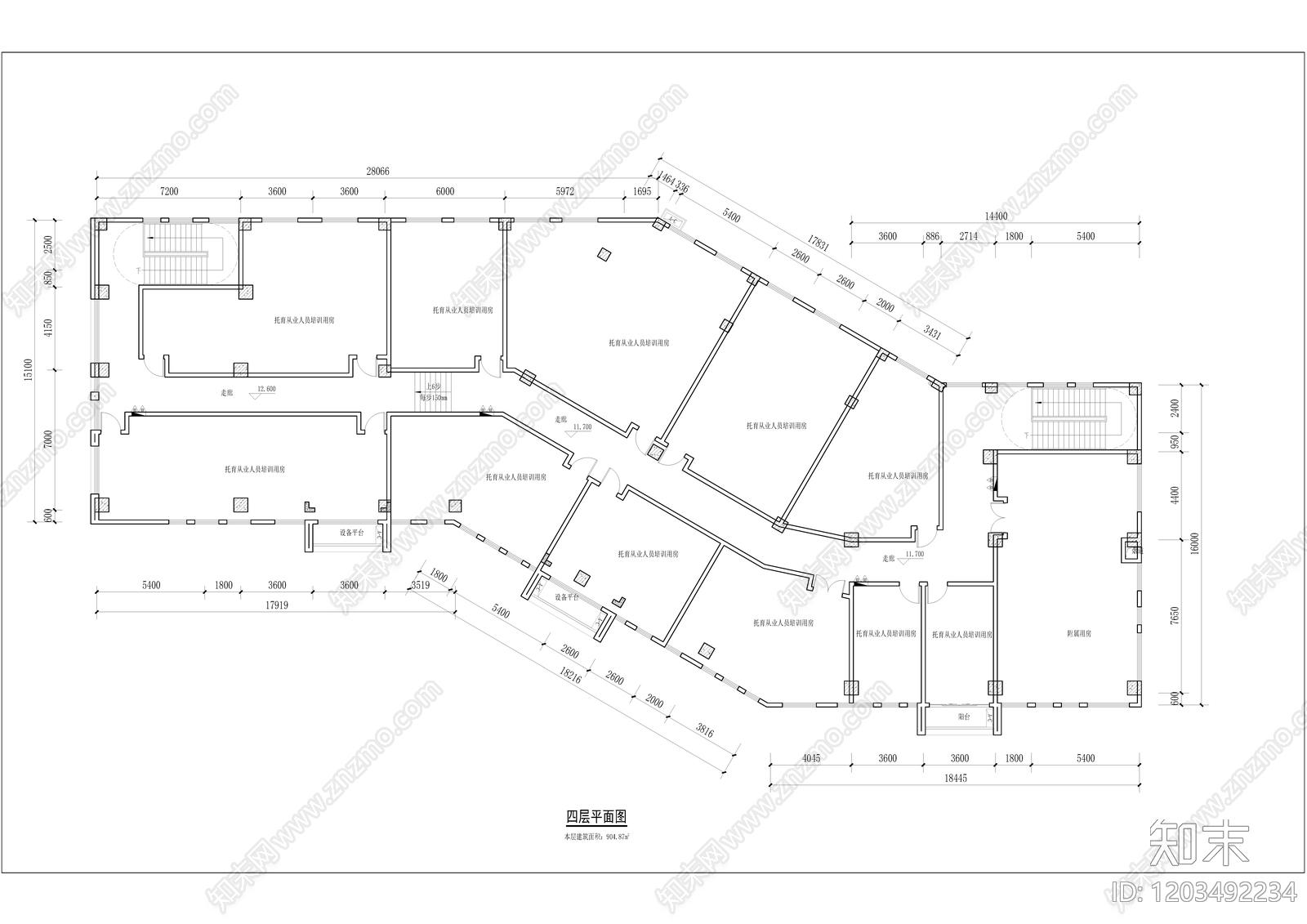 现代幼儿园建筑cad施工图下载【ID:1203492234】