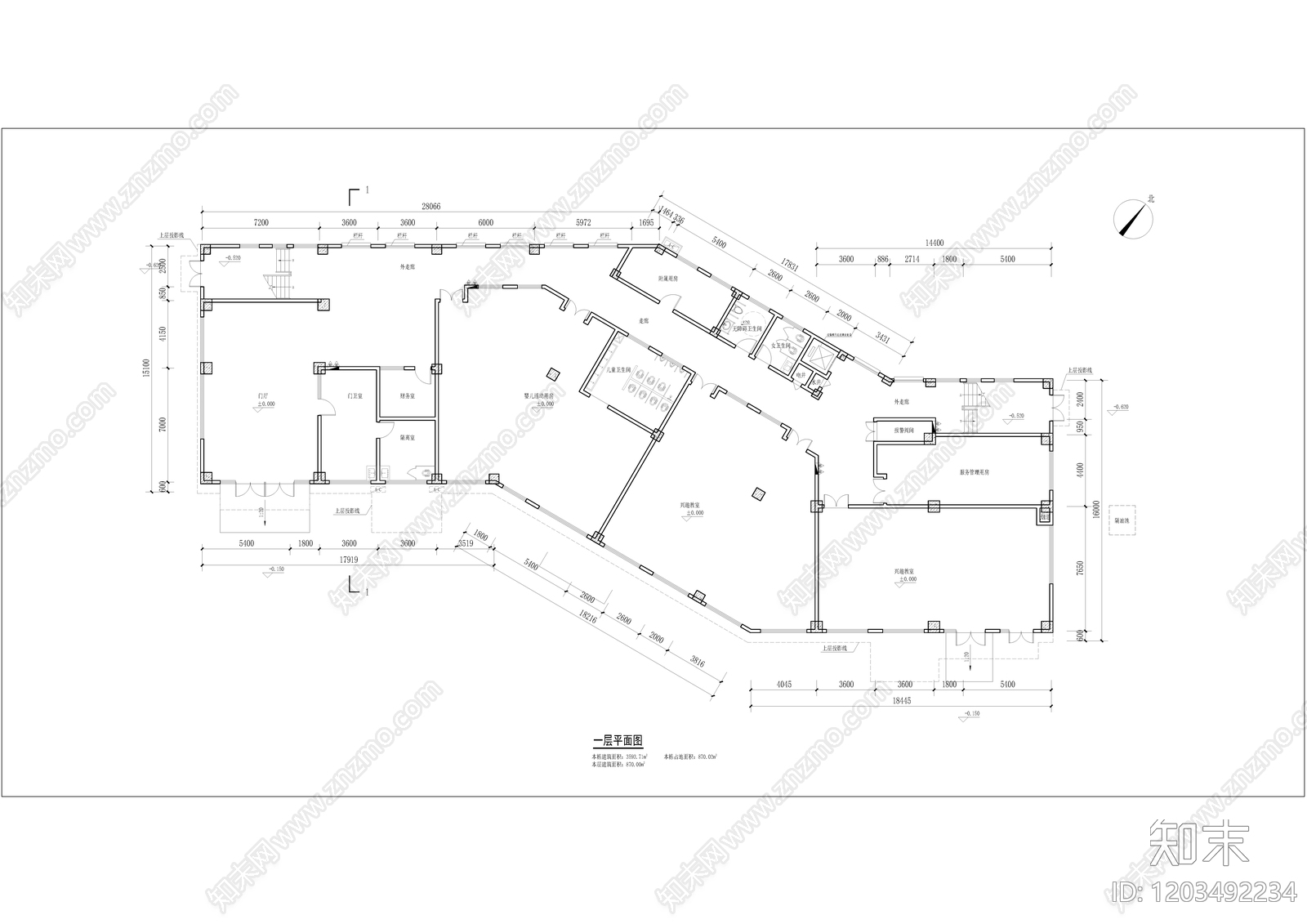 现代幼儿园建筑cad施工图下载【ID:1203492234】