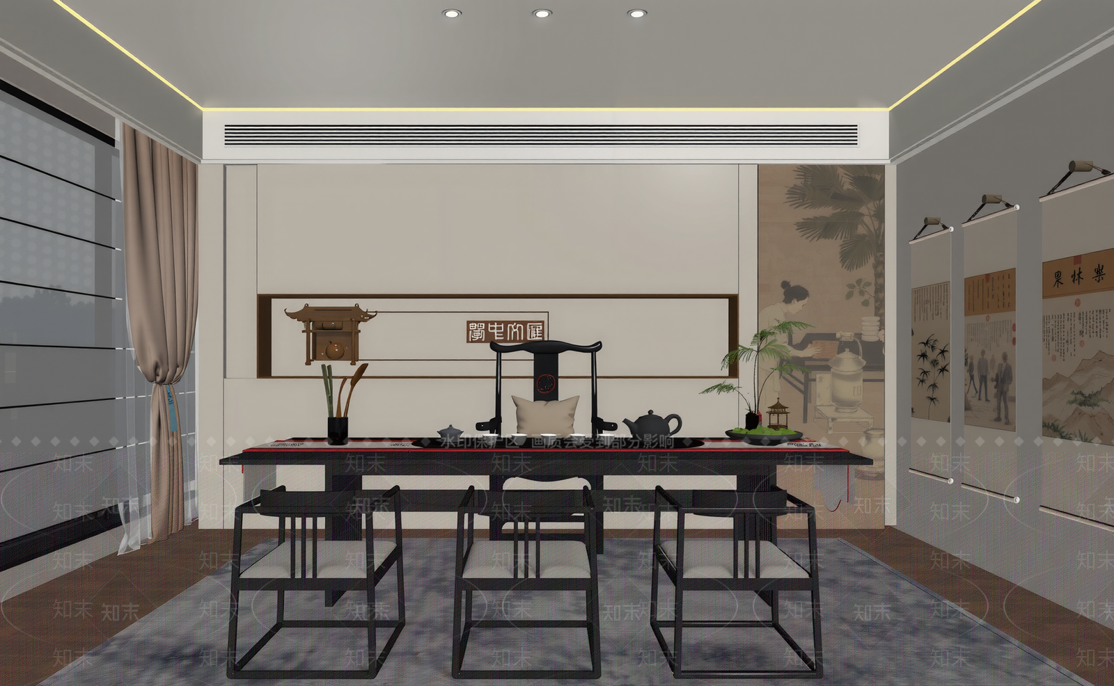 新中式中式茶室SU模型下载【ID:1203492456】