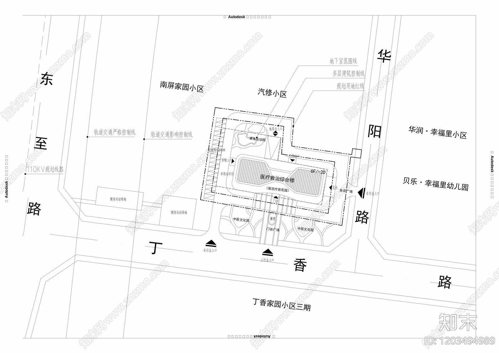 现代医院建筑cad施工图下载【ID:1203494989】