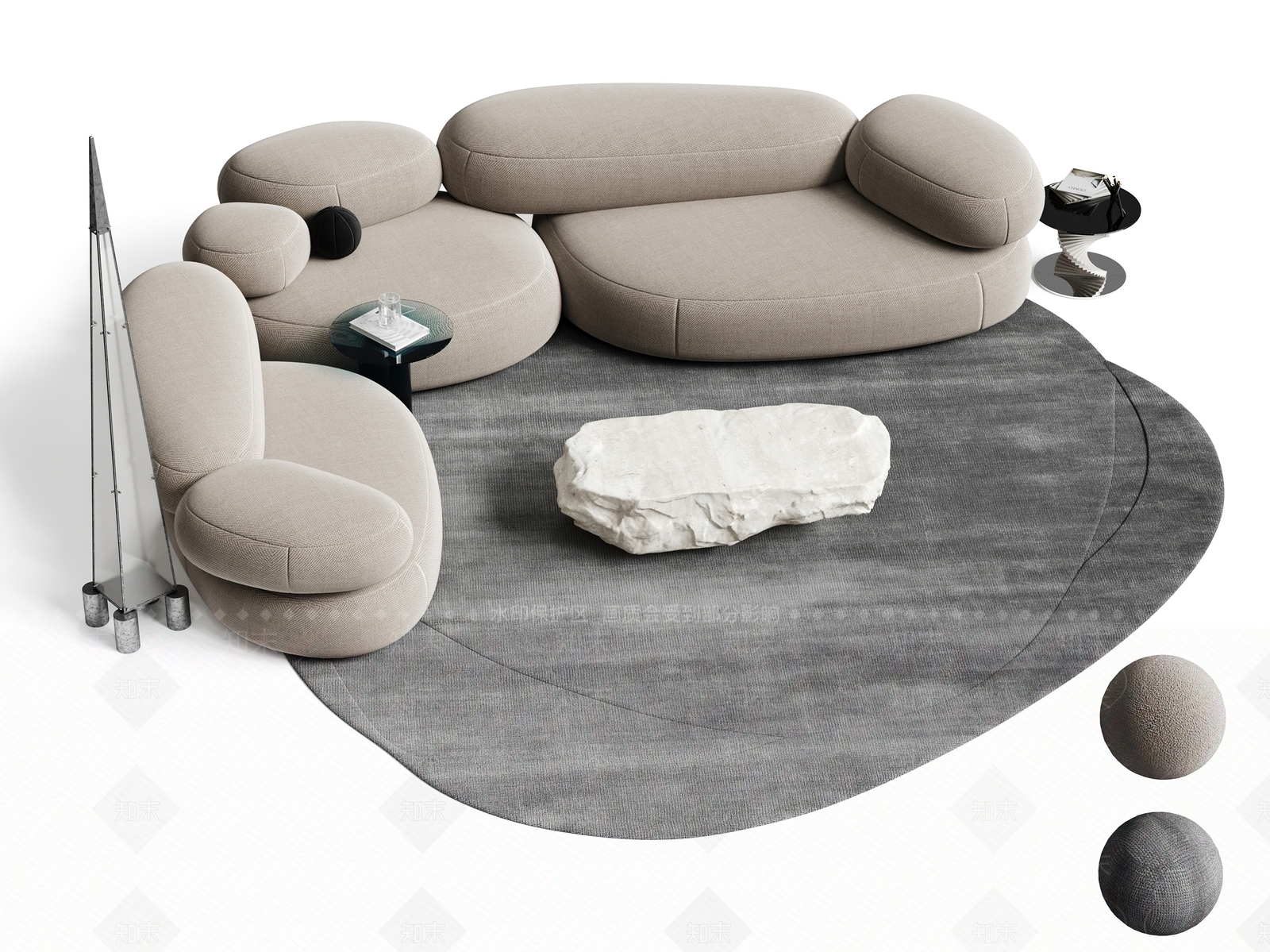 现代沙发组合3D模型下载【ID:1203678875】