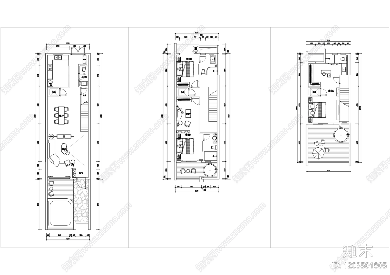 现代极简民宿建筑cad施工图下载【ID:1203501805】
