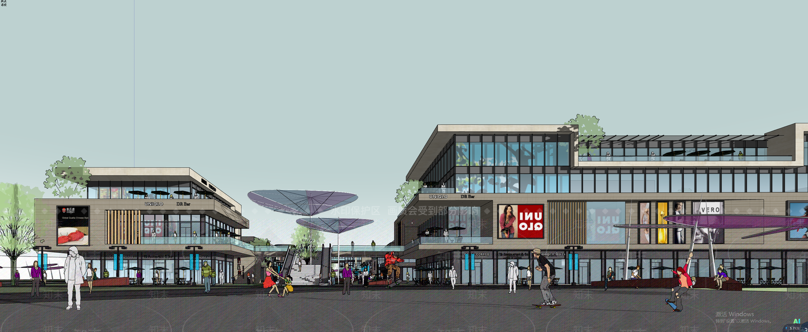 现代商业街SU模型下载【ID:1203503167】