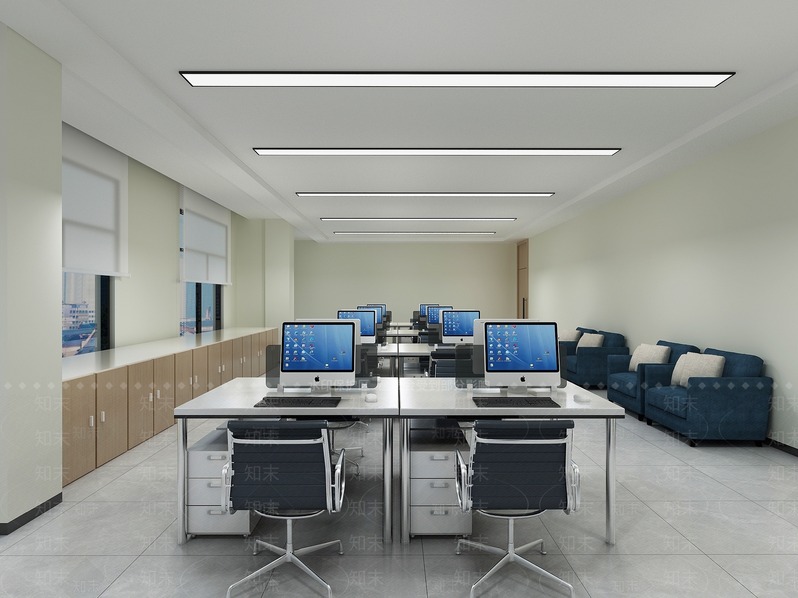 现代简约办公大厅3D模型下载【ID:1203504214】