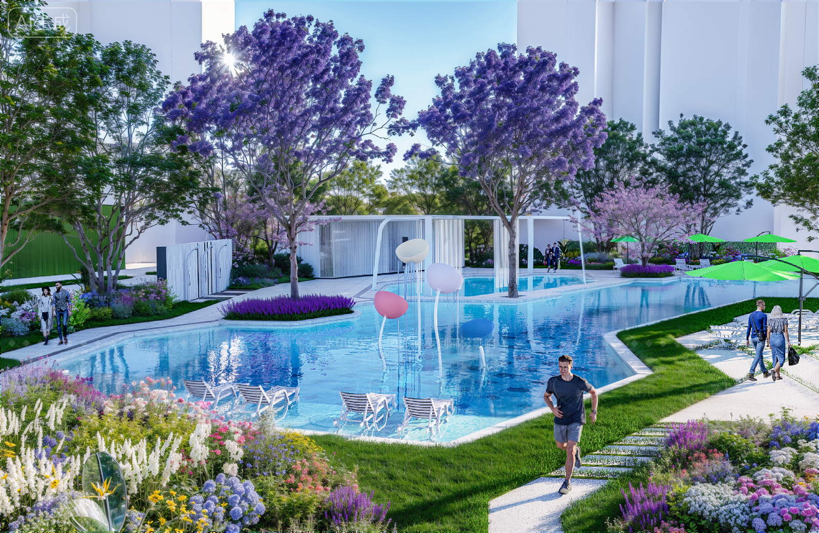 现代泳池SU模型下载【ID:1203506547】