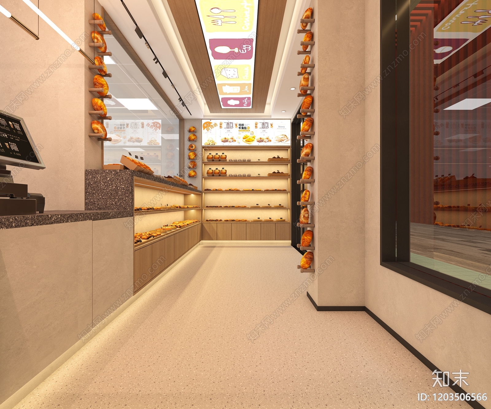 现代面包店cad施工图下载【ID:1203506566】