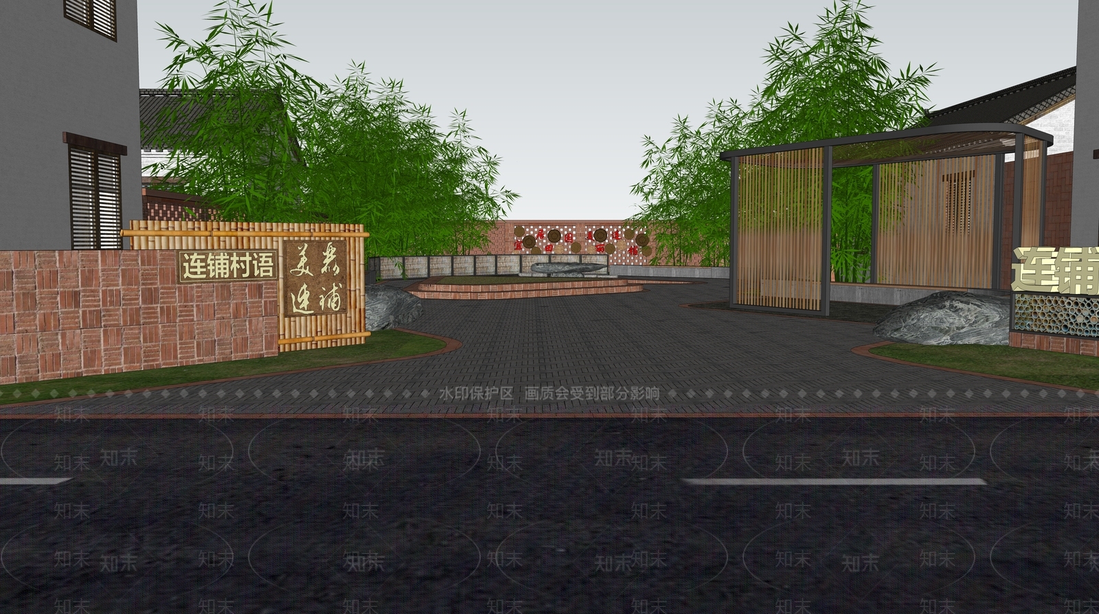 中式新中式乡村公园SU模型下载【ID:1203507736】