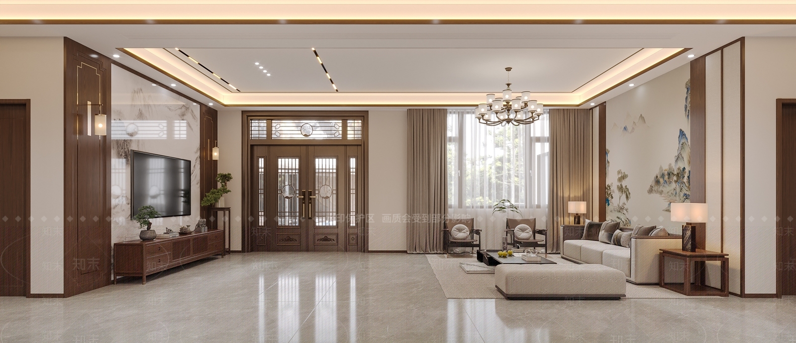 新中式家居客厅3D模型下载【ID:1203850418】