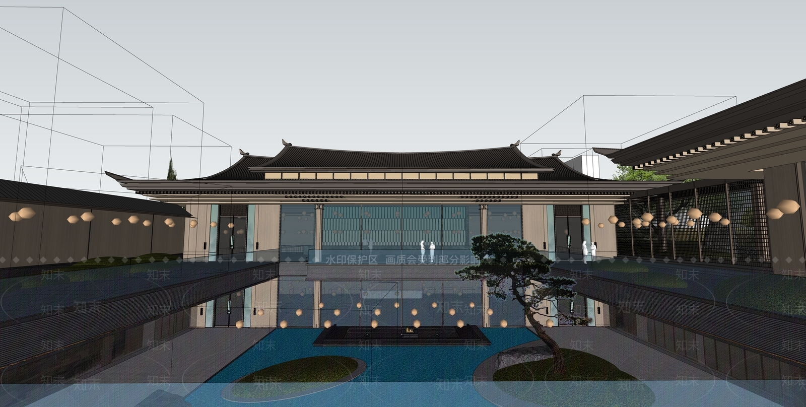 新中式入口大门SU模型下载【ID:1203508982】