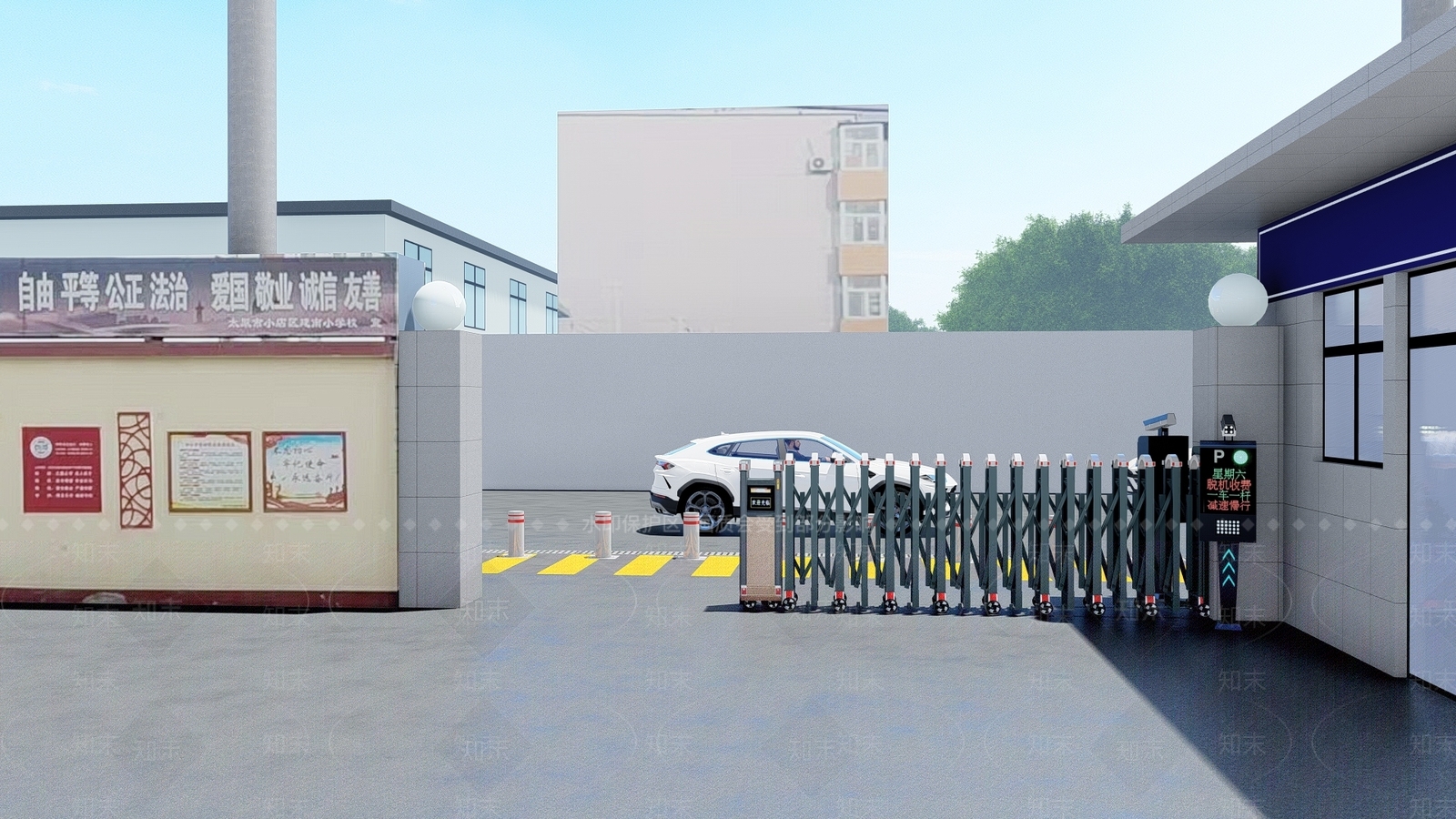 工业简约停车场SU模型下载【ID:1203975364】