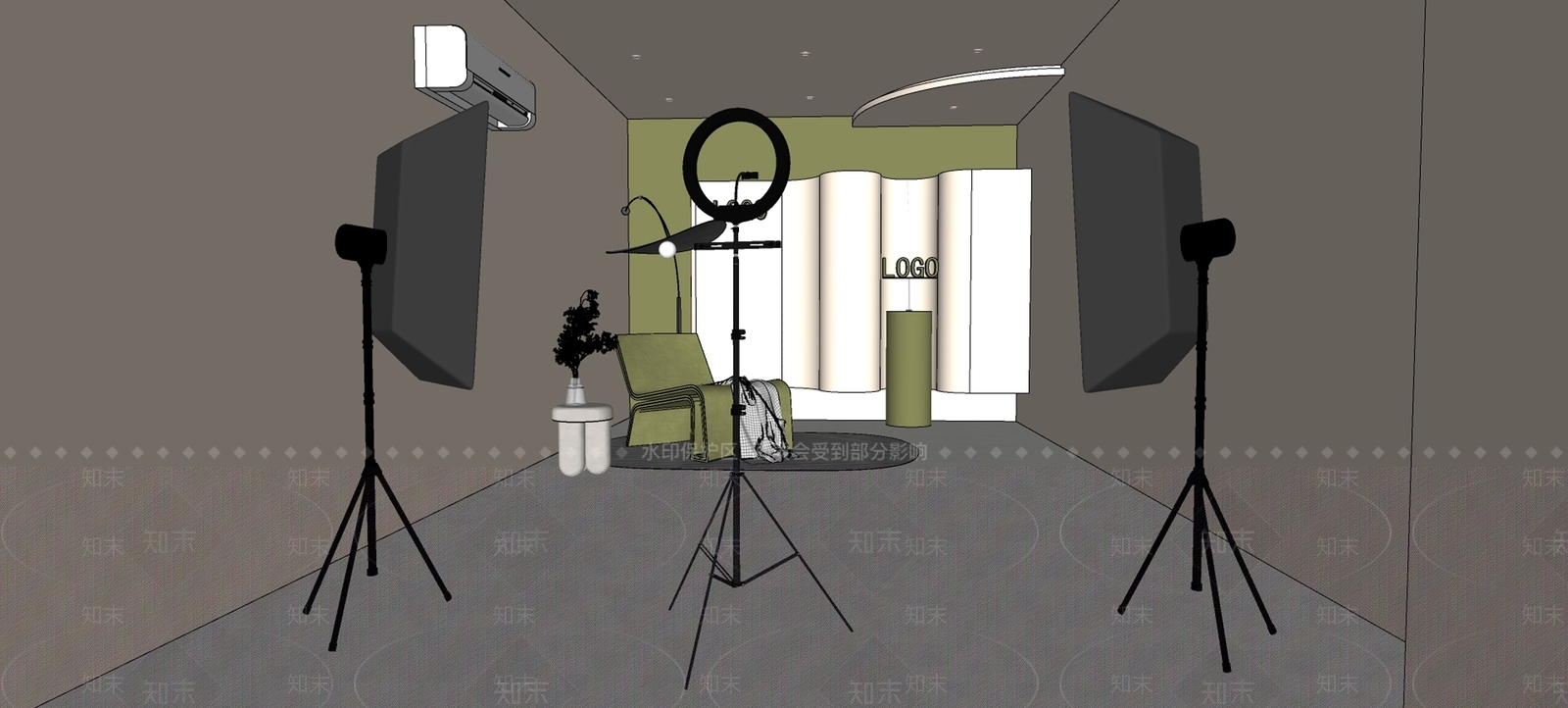 现代奶油直播间SU模型下载【ID:1203614761】