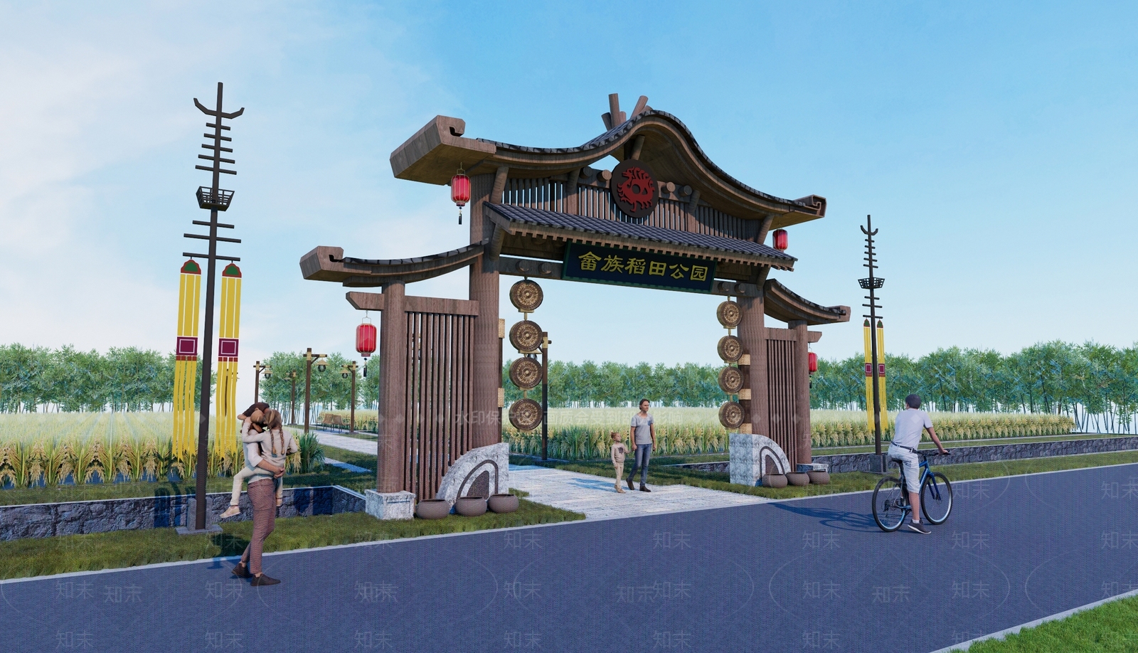 现代新中式乡村公园SU模型下载【ID:1203515409】