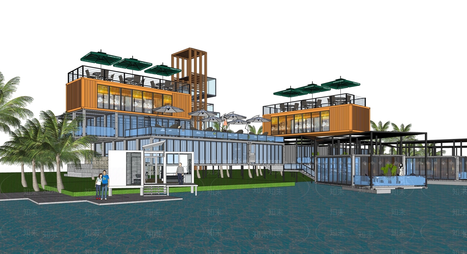 现代酒店建筑SU模型下载【ID:1203515226】