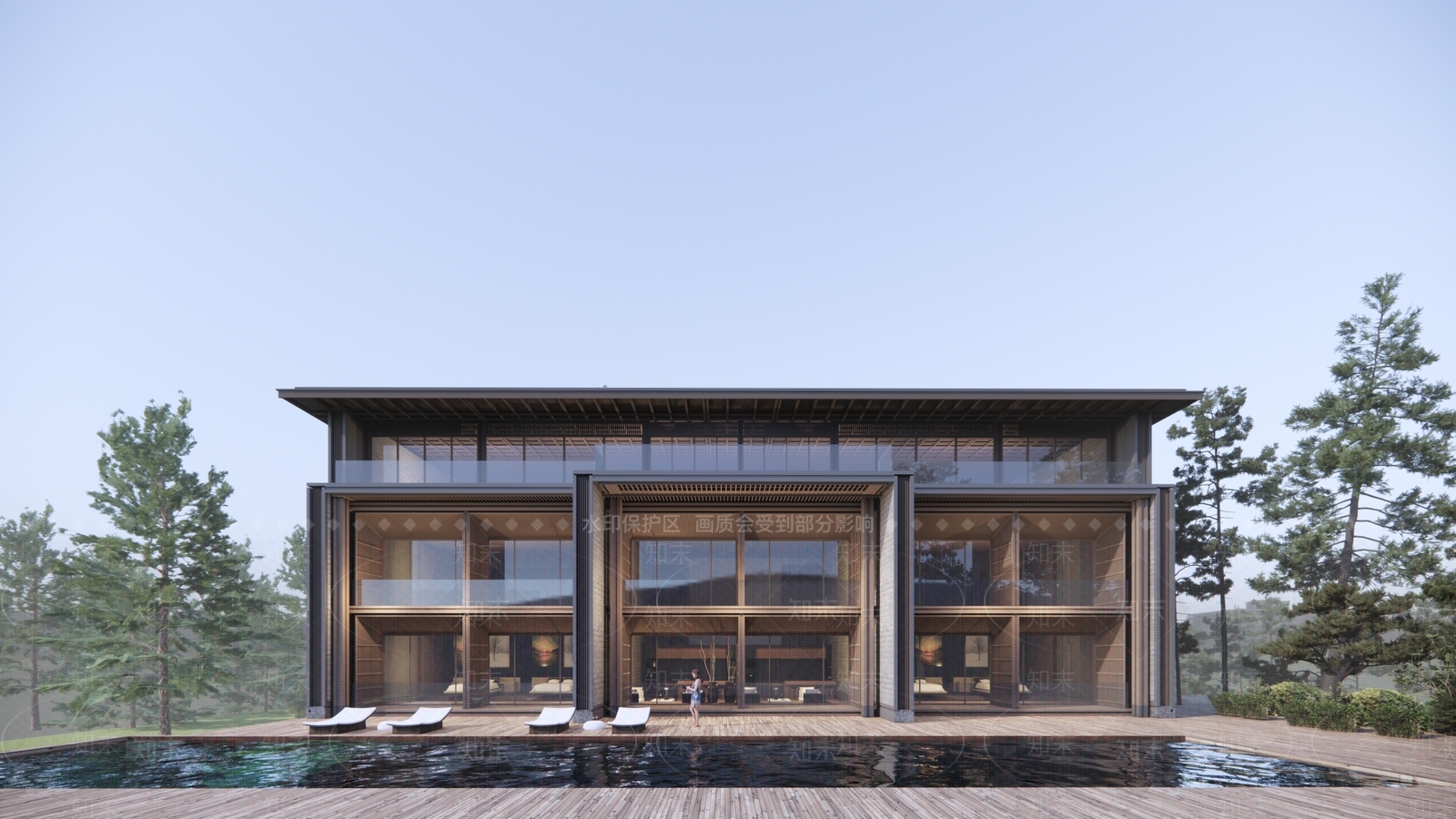 中式酒店建筑SU模型下载【ID:1203517353】