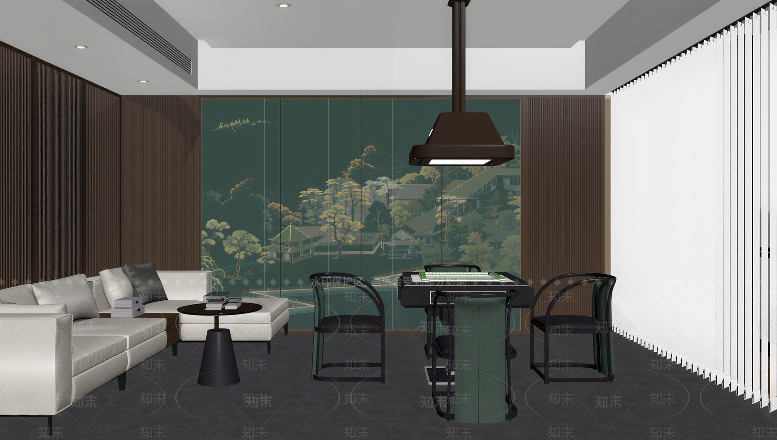 新中式轻奢棋牌室SU模型下载【ID:1203518843】
