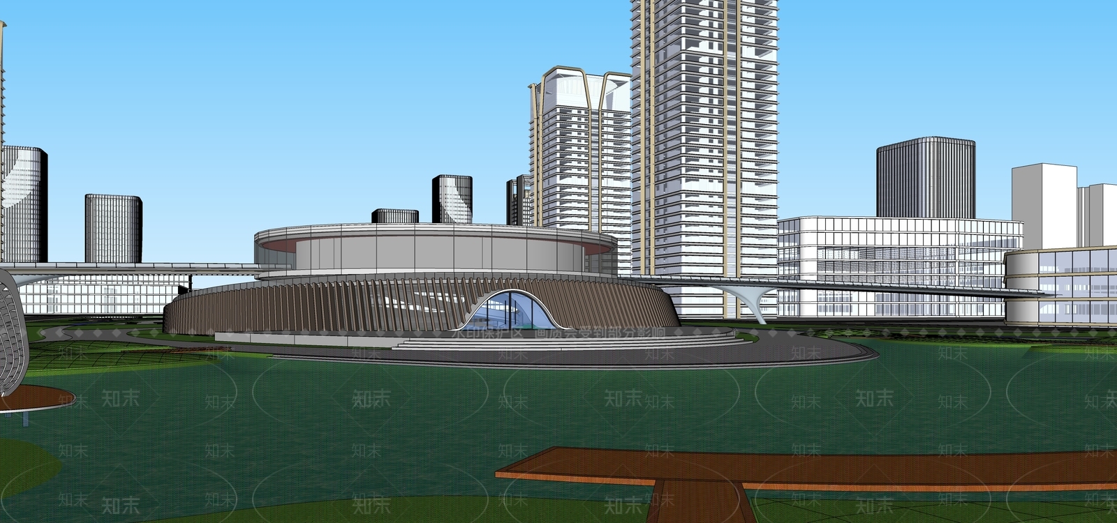 现代滨水景观SU模型下载【ID:1203520329】