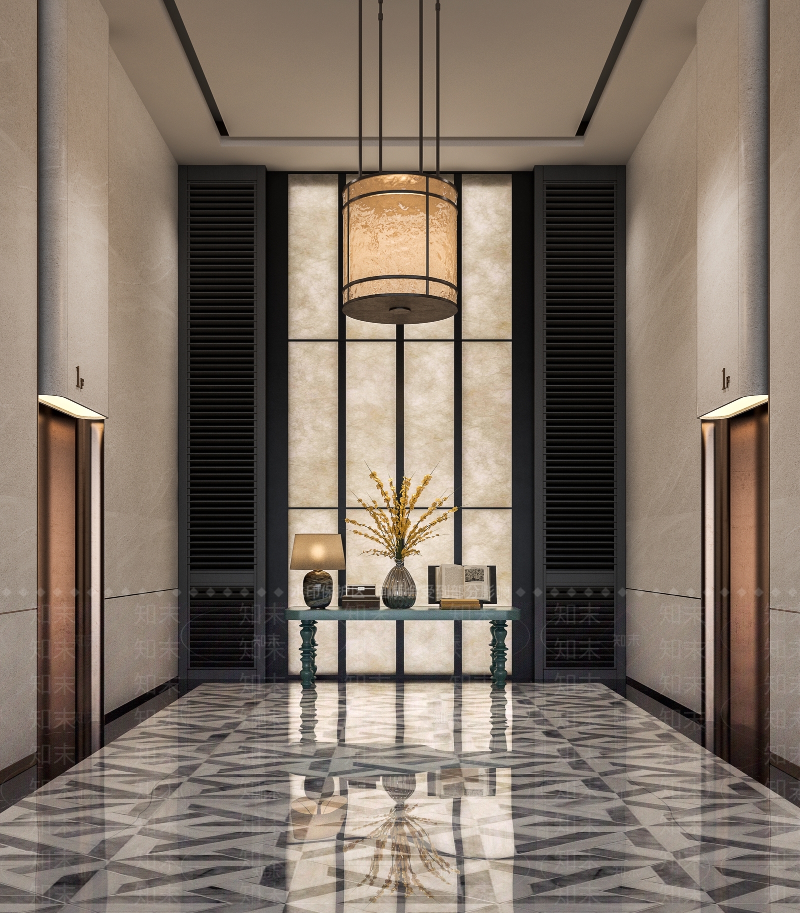 复古轻奢酒店走廊3D模型下载【ID:1203526003】