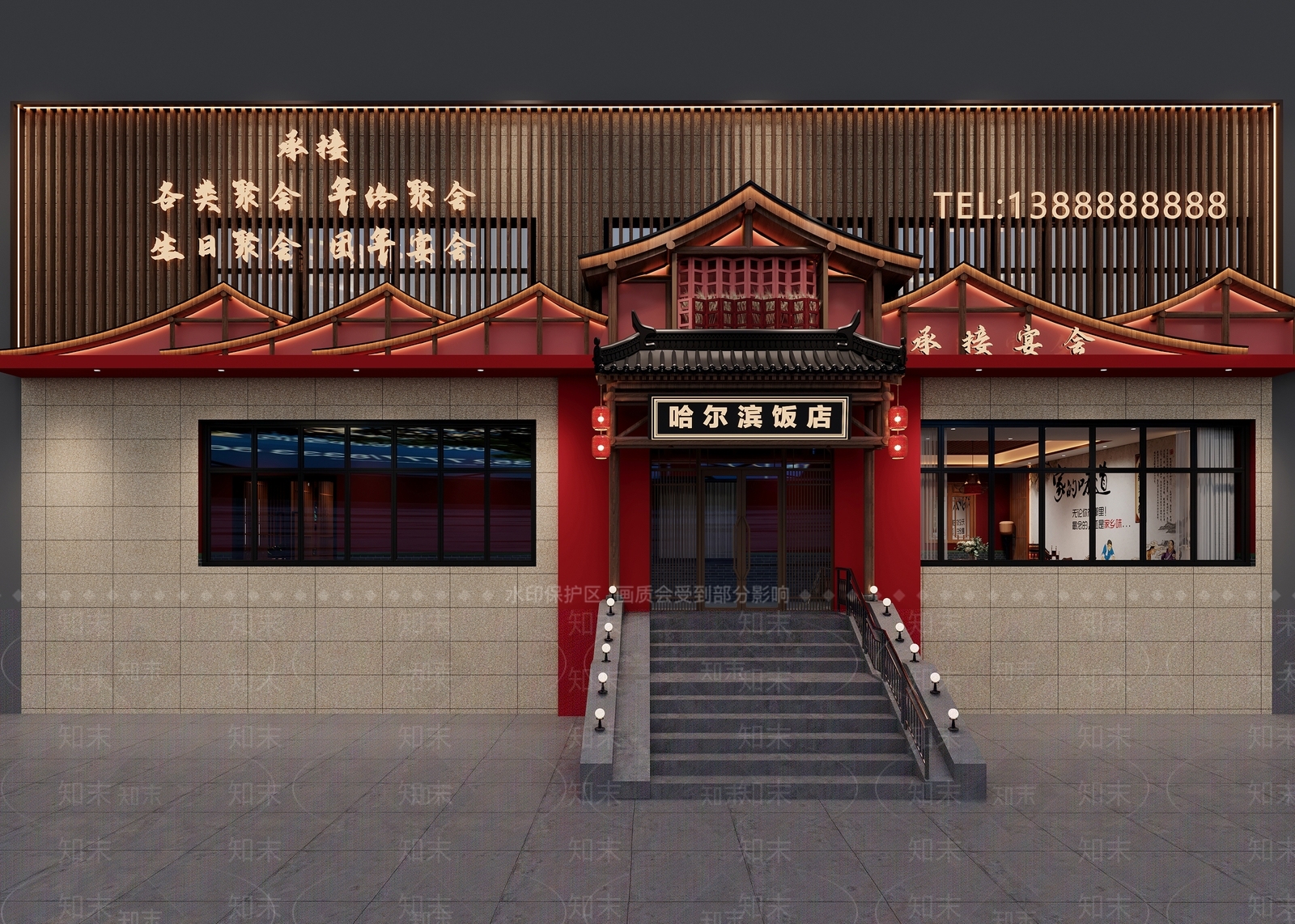 新中式复古门头3D模型下载【ID:1203528330】