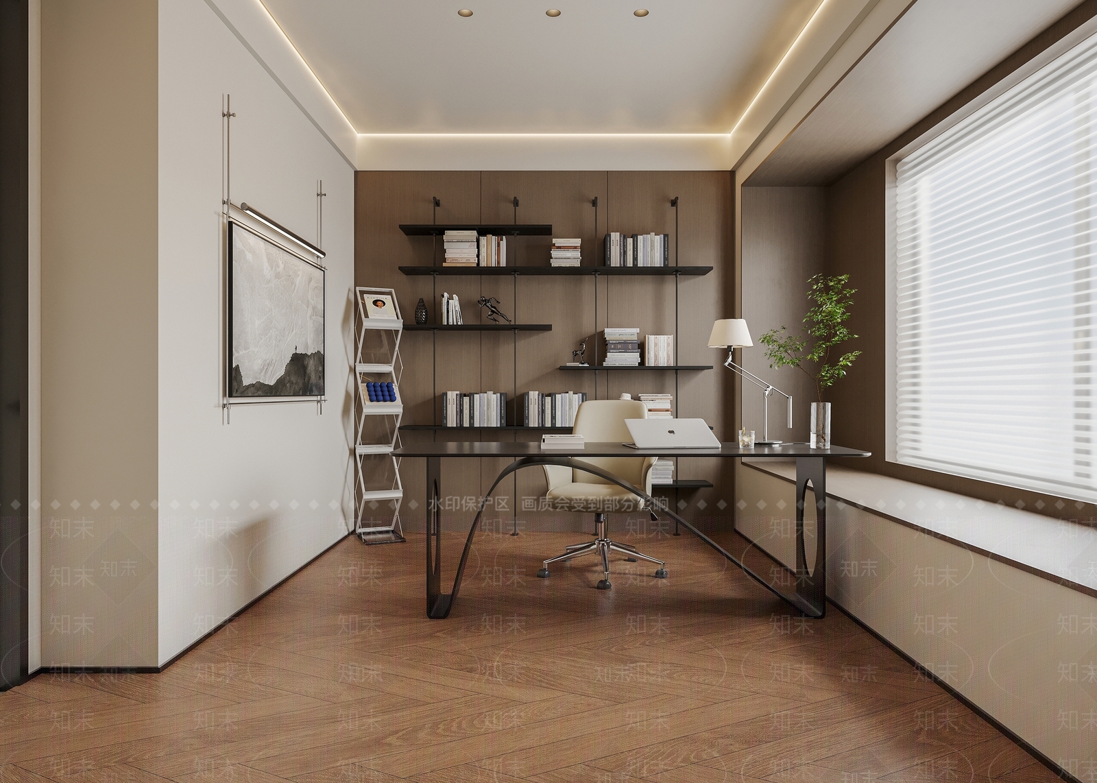 现代意式书房3D模型下载【ID:1203530657】