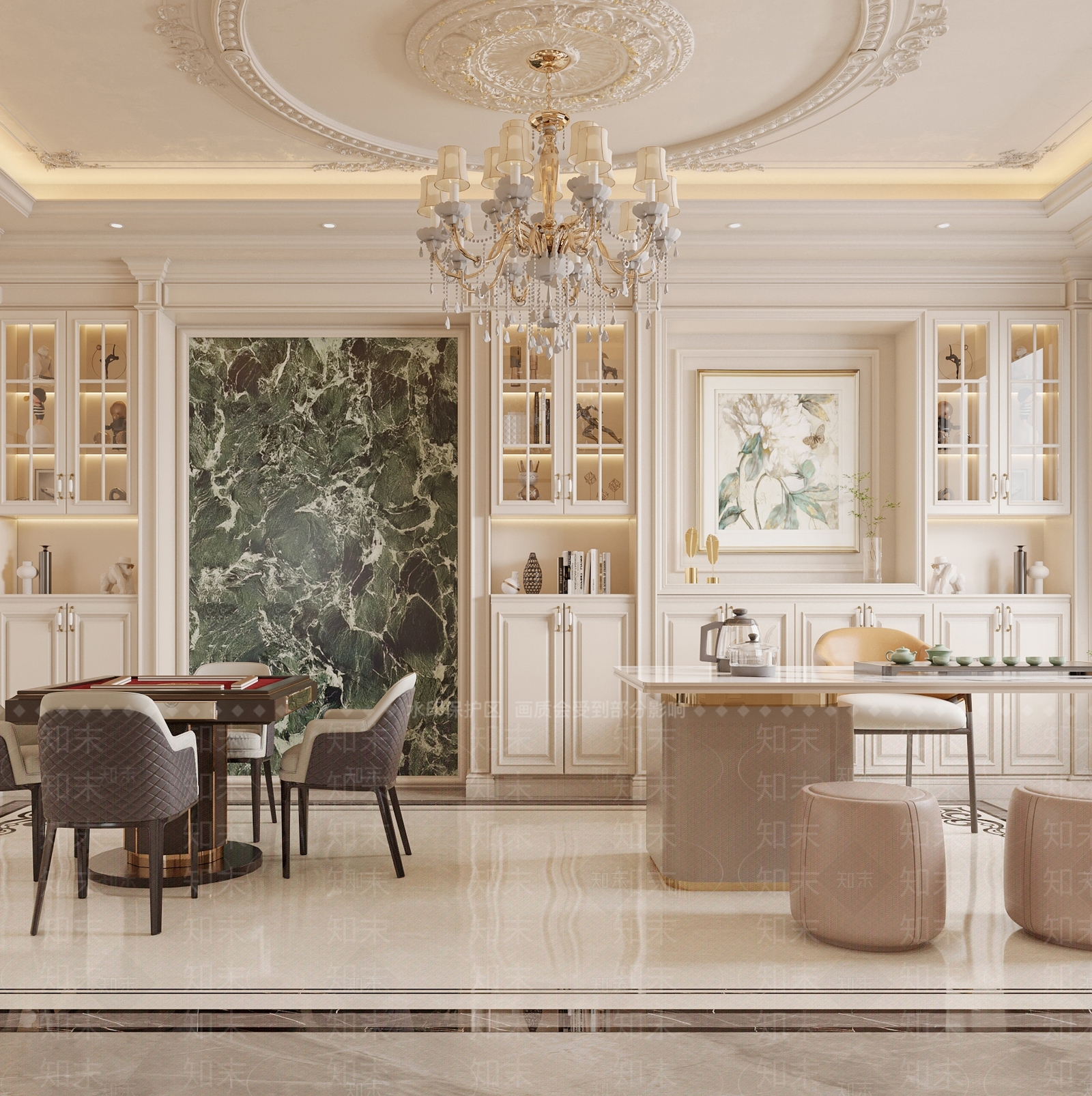 法式轻奢茶室3D模型下载【ID:1203533586】