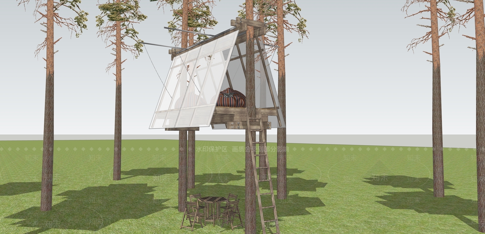 现代树屋SU模型下载【ID:1203533668】