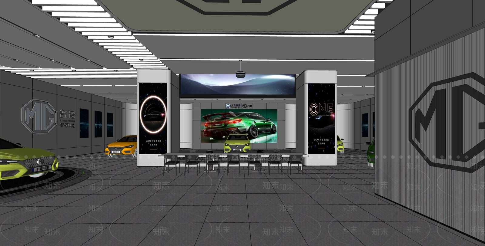 现代极简汽车4S店SU模型下载【ID:1203534177】