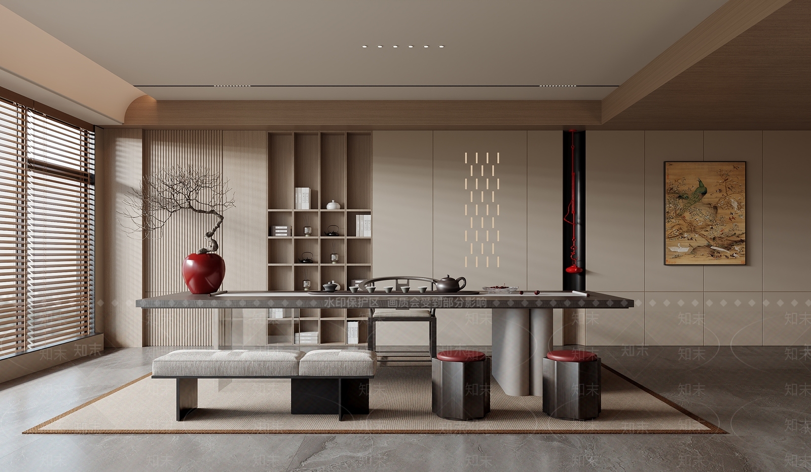 新中式茶室SU模型下载【ID:1203534771】