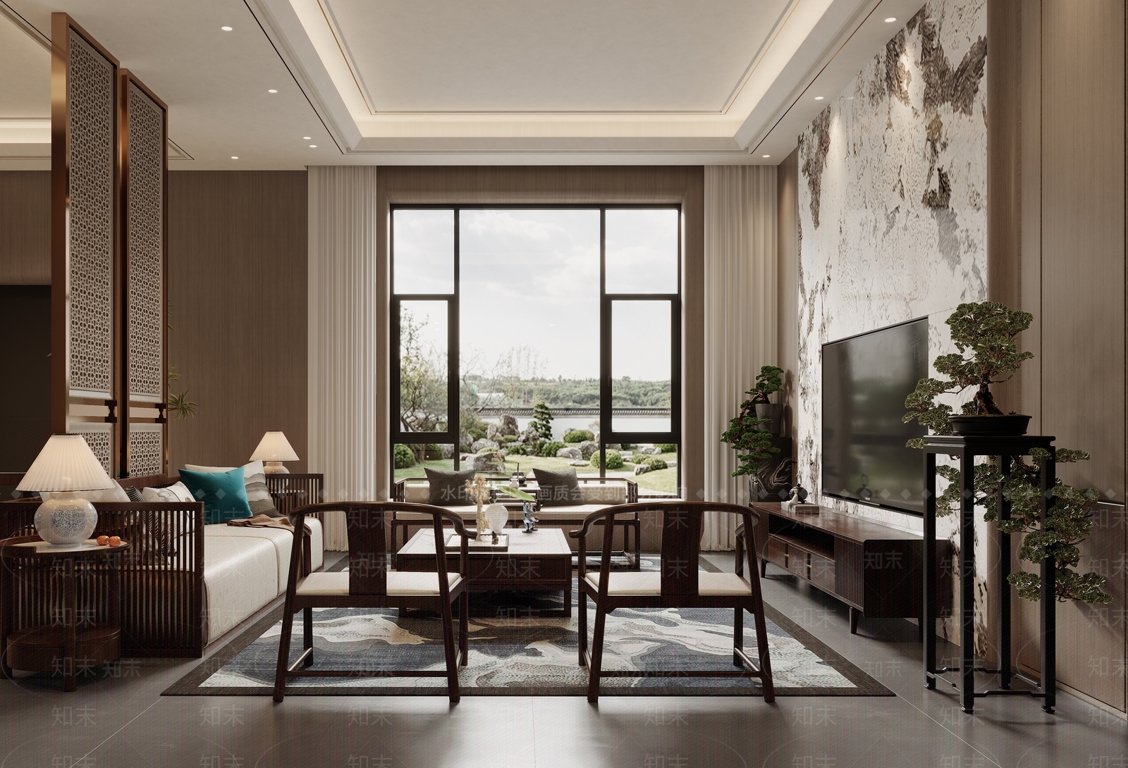 新中式家居客厅3D模型下载【ID:1203537920】