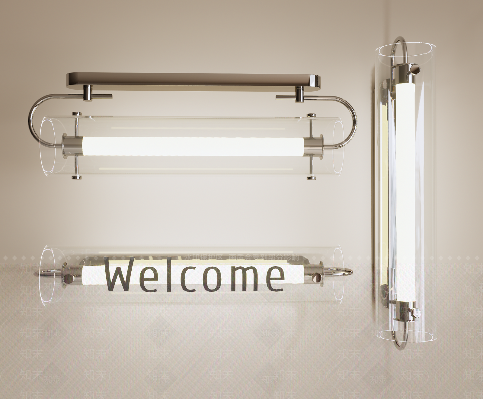 现代中古景观壁灯SU模型下载【ID:1203538335】