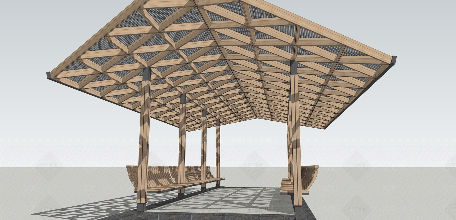 新中式廊架SU模型下载【ID:1203538641】