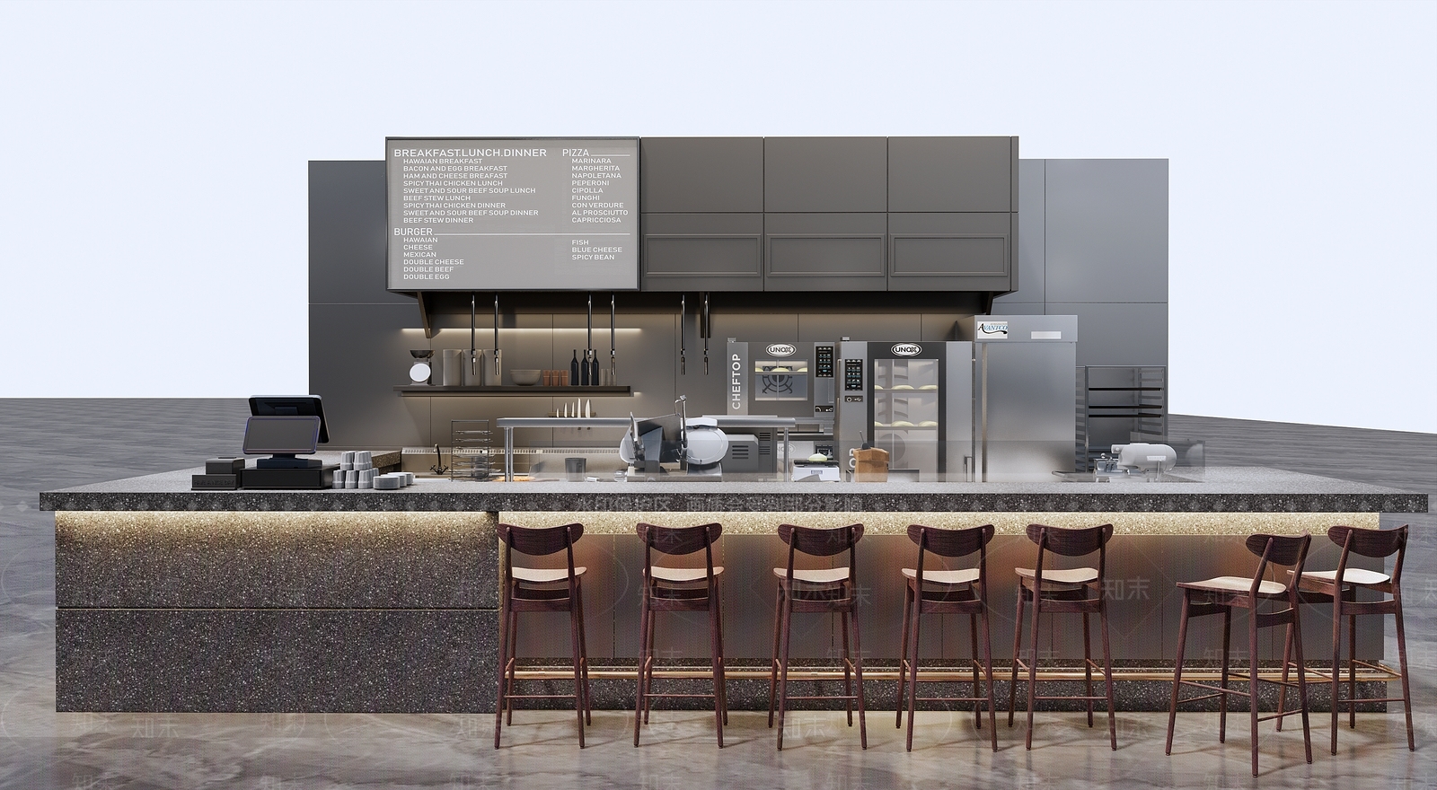 现代工业甜品面包店SU模型下载【ID:1203542062】