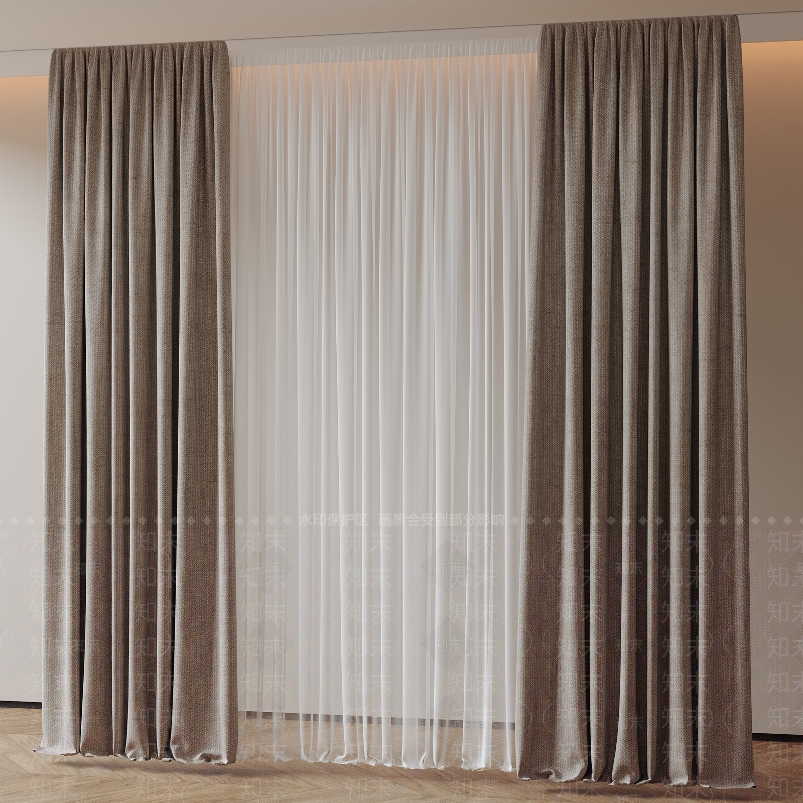 现代极简窗帘SU模型下载【ID:1203542395】