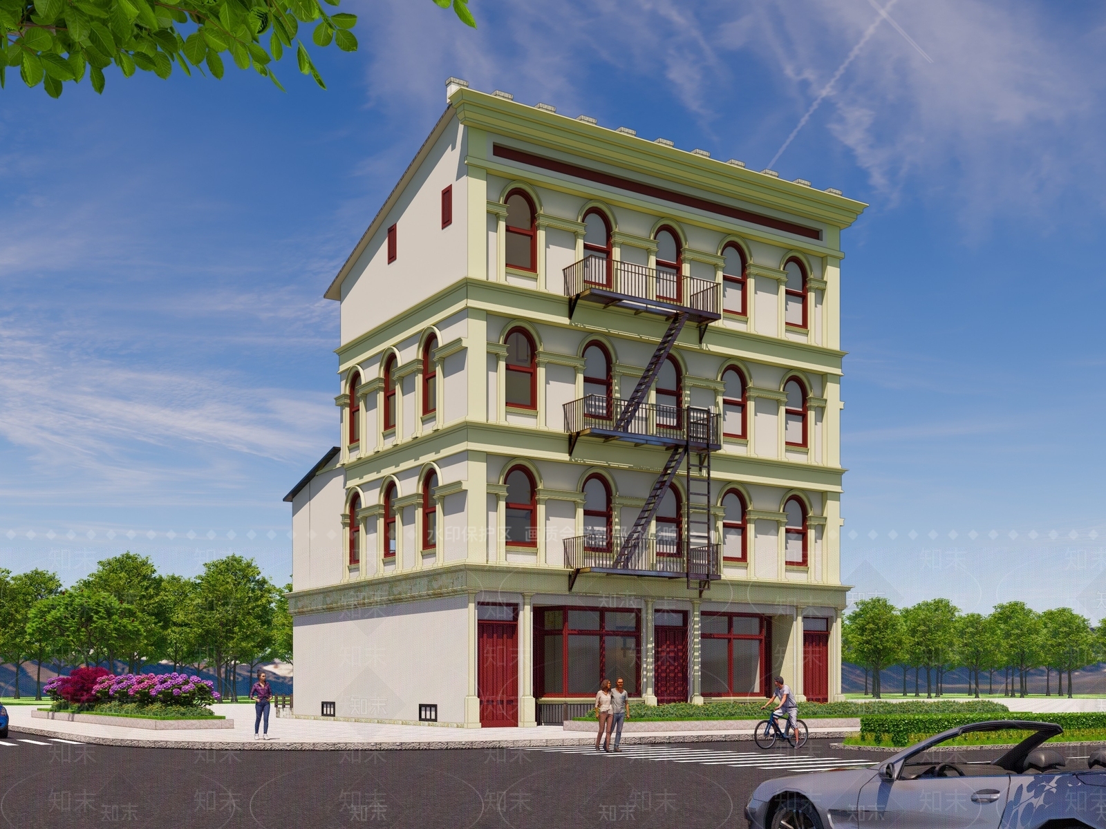 北欧欧式商场建筑SU模型下载【ID:1203976696】