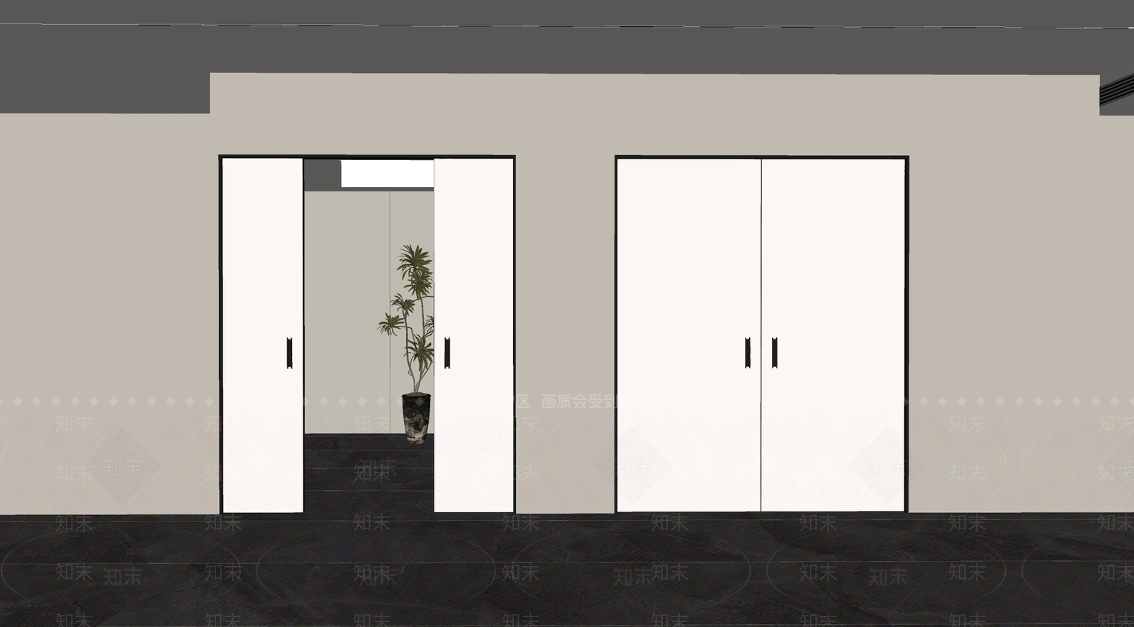 现代推拉门SU模型下载【ID:1203551402】
