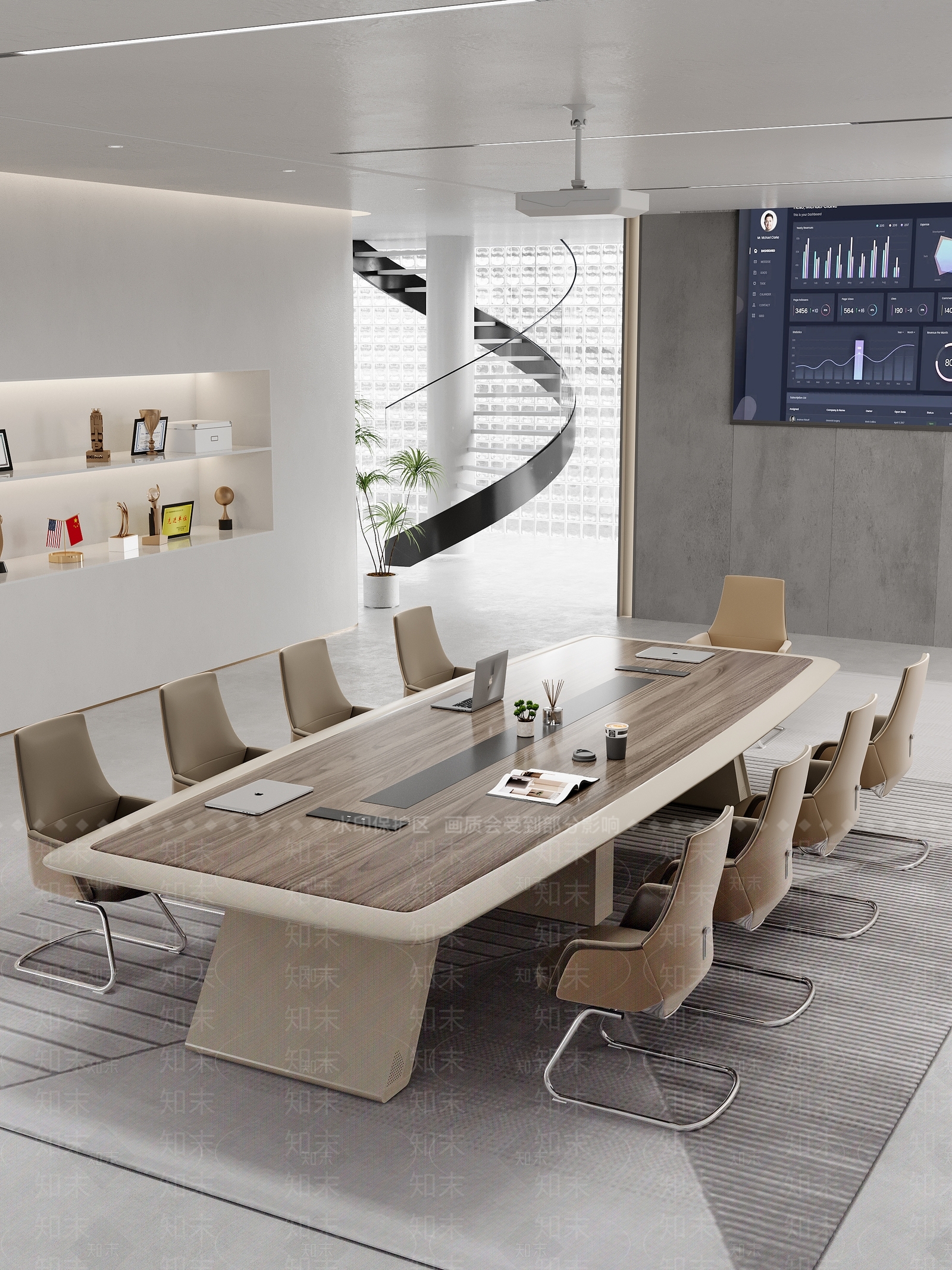 现代会议桌3D模型下载【ID:1203552811】