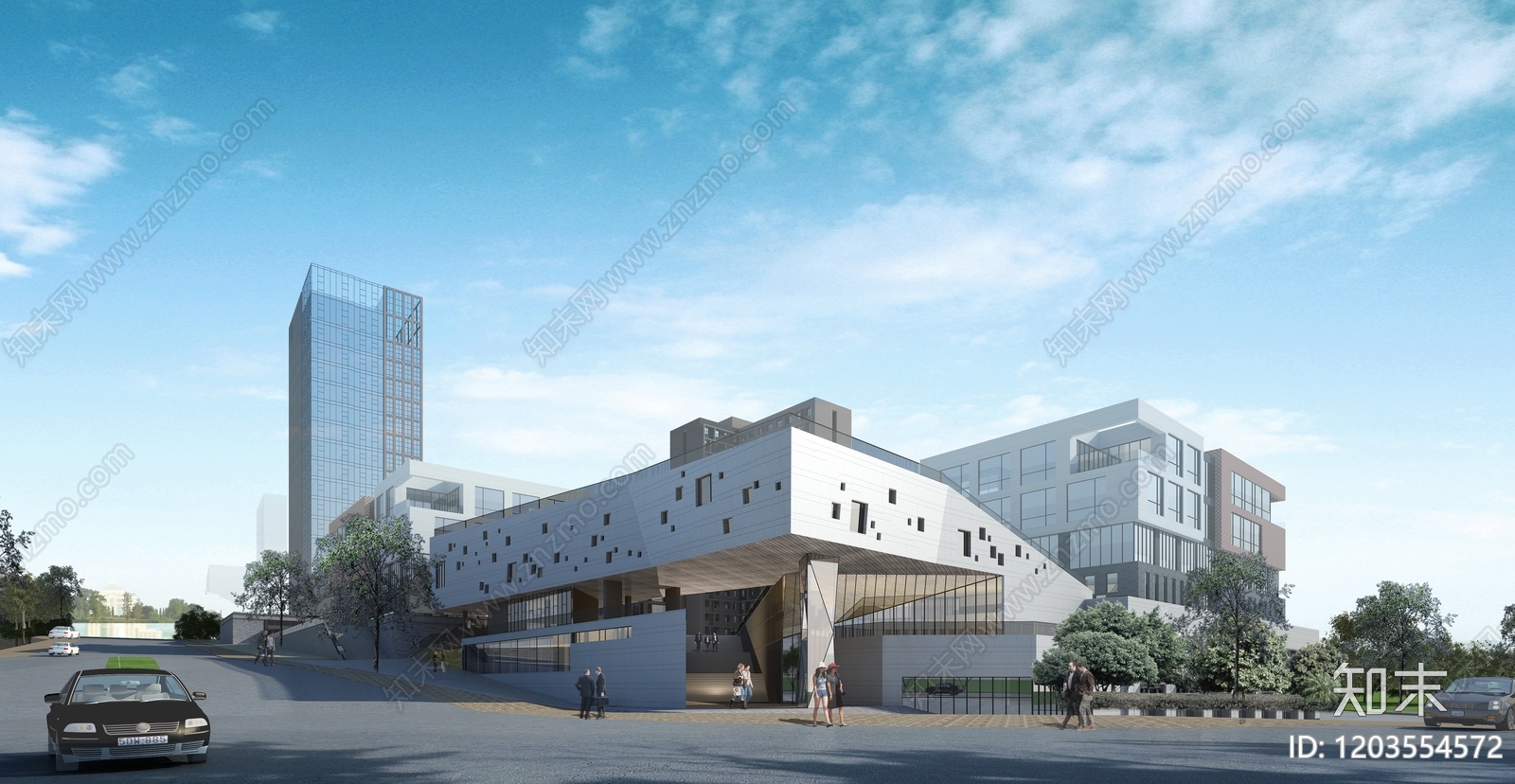 现代产业园建筑cad施工图下载【ID:1203554572】