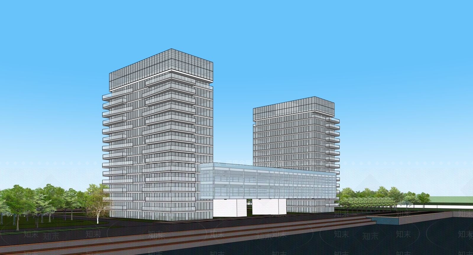 现代办公楼SU模型下载【ID:1203557428】