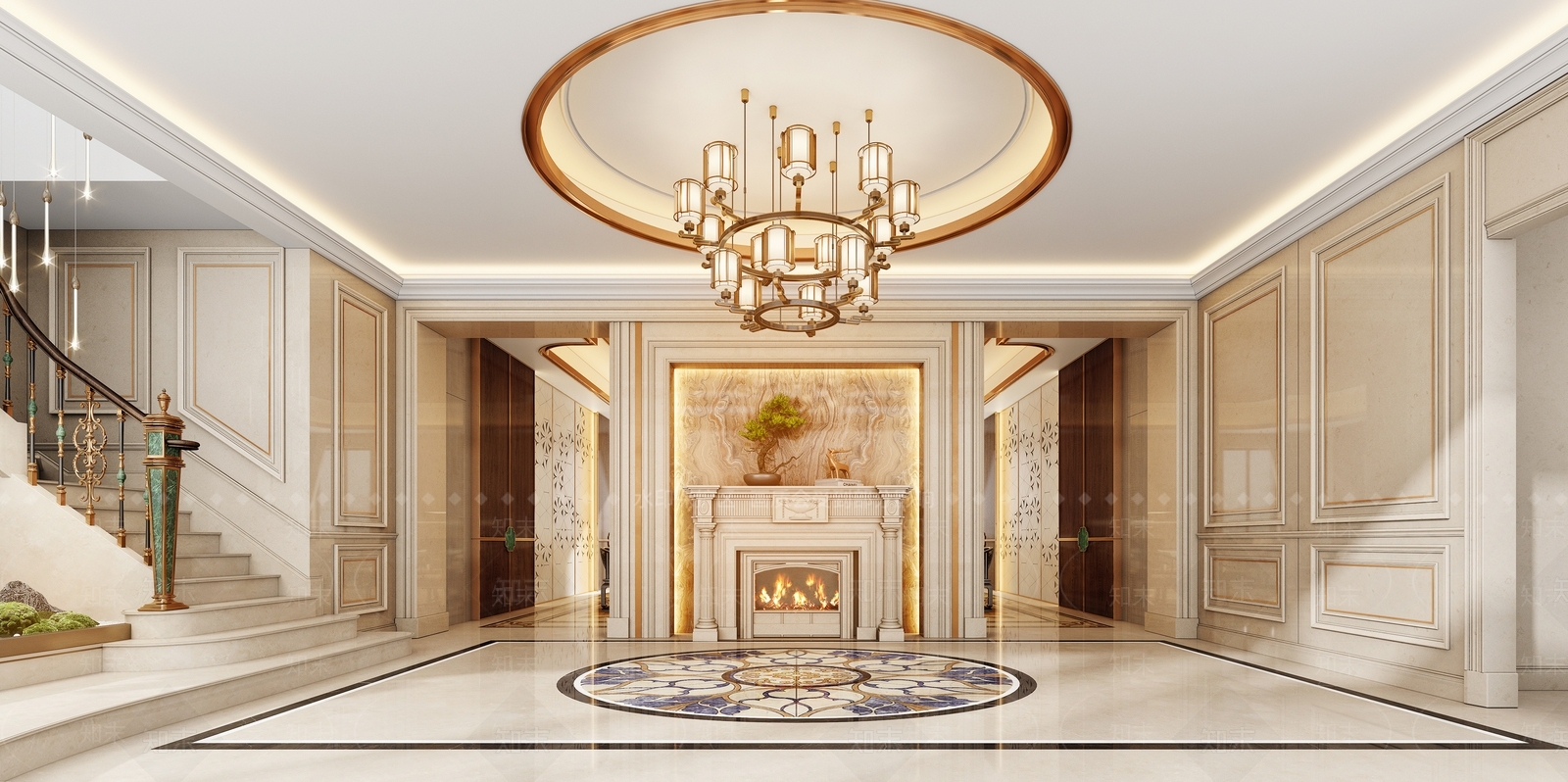 现代欧式别墅客厅3D模型下载【ID:1203560685】