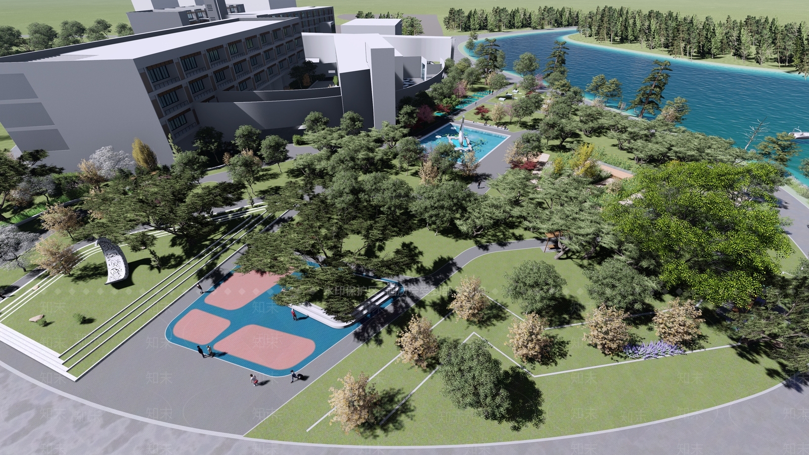 现代学校建筑SU模型下载【ID:1203780527】