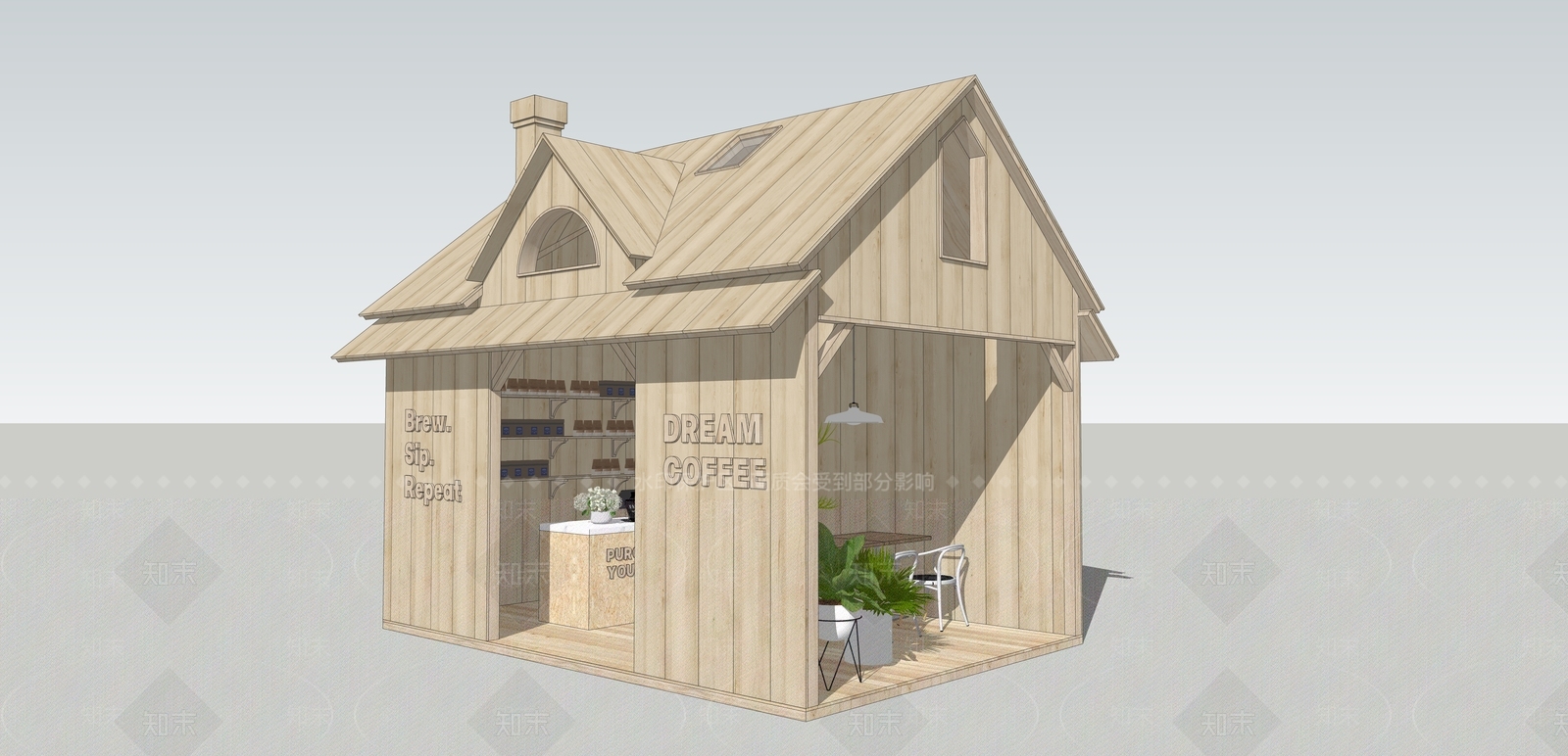 现代咖啡厅SU模型下载【ID:1203568103】