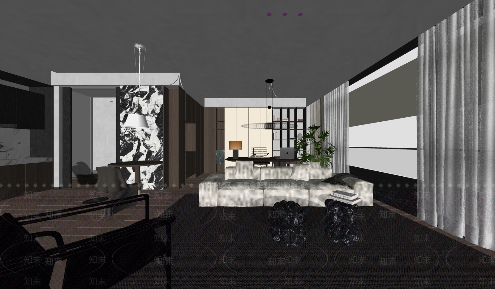现代家居客厅SU模型下载【ID:1203574217】