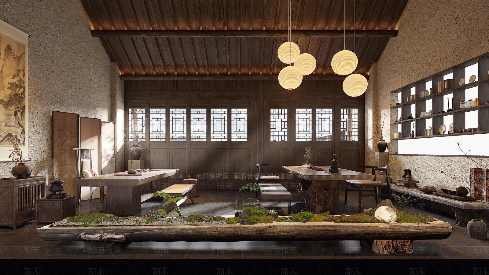新中式中式茶馆3D模型下载【ID:1203574873】