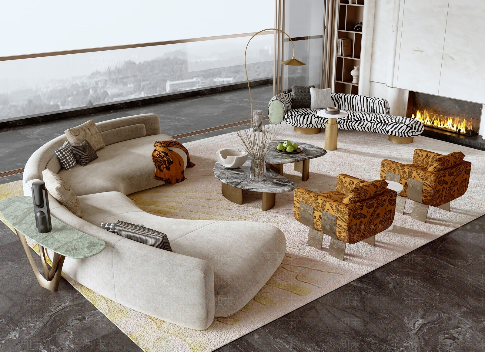 轻奢沙发组合SU模型下载【ID:1203576249】