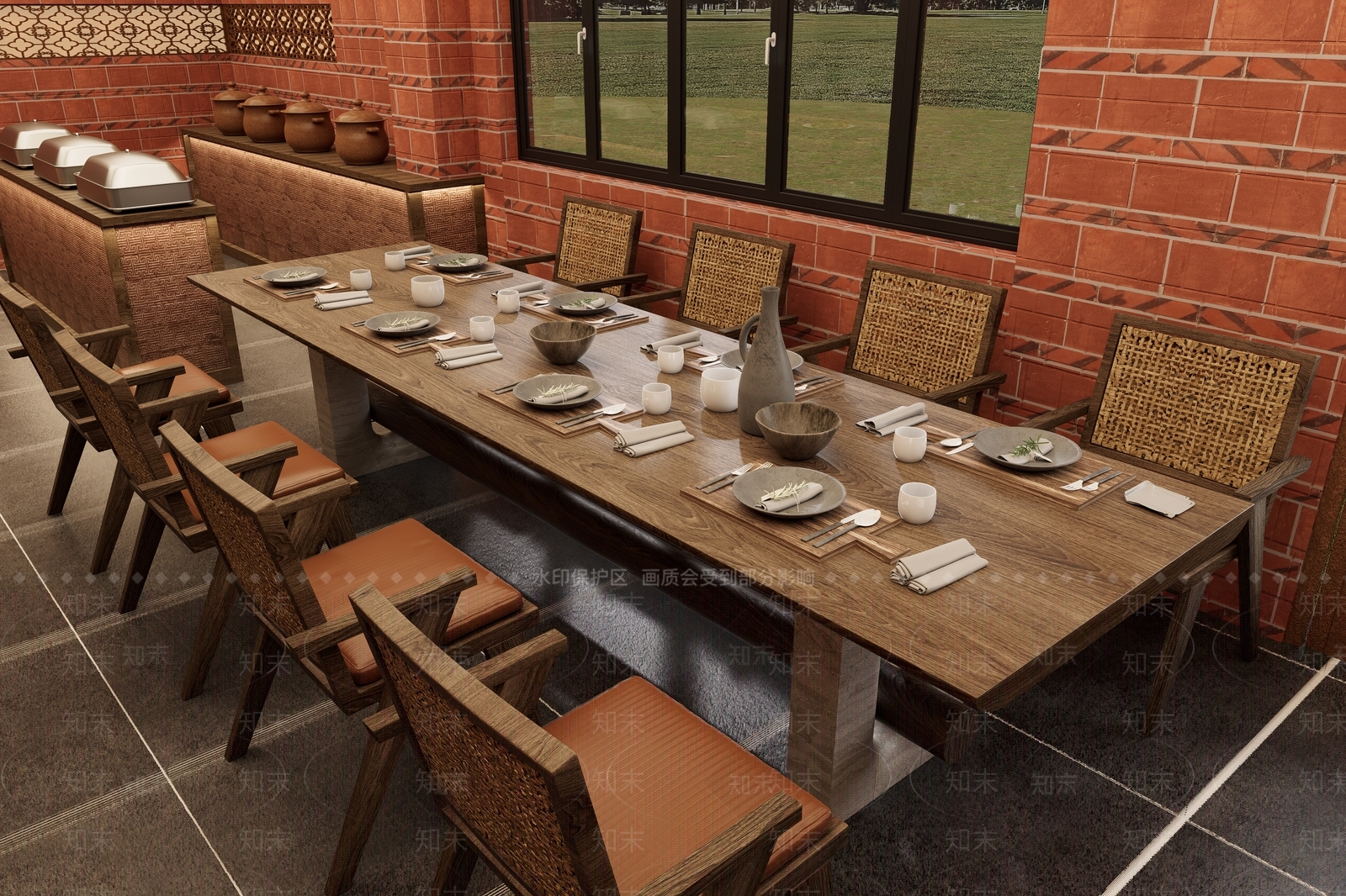 新中式中式茶餐厅SU模型下载【ID:1203576706】