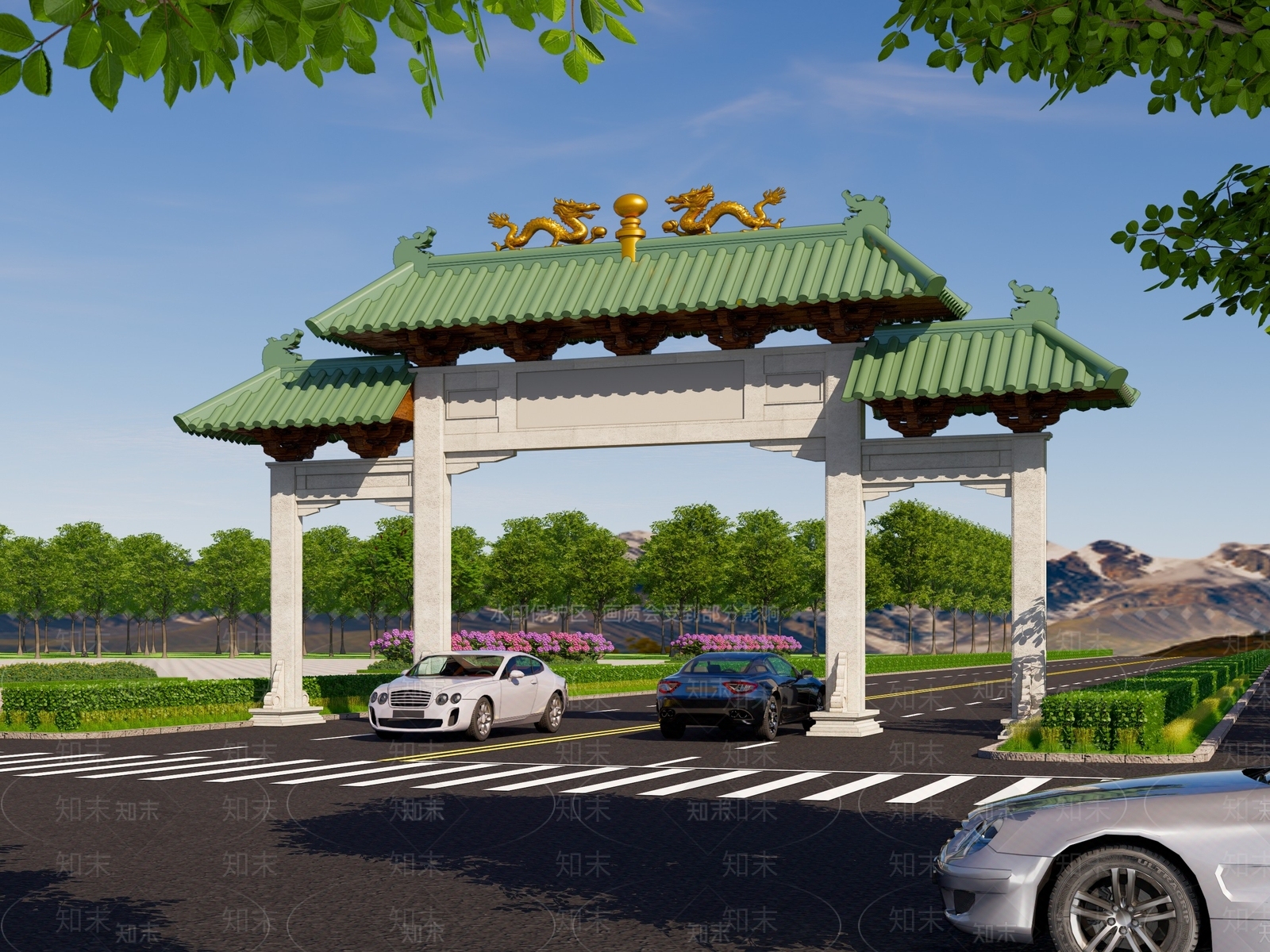 中式牌坊牌楼SU模型下载【ID:1203577654】