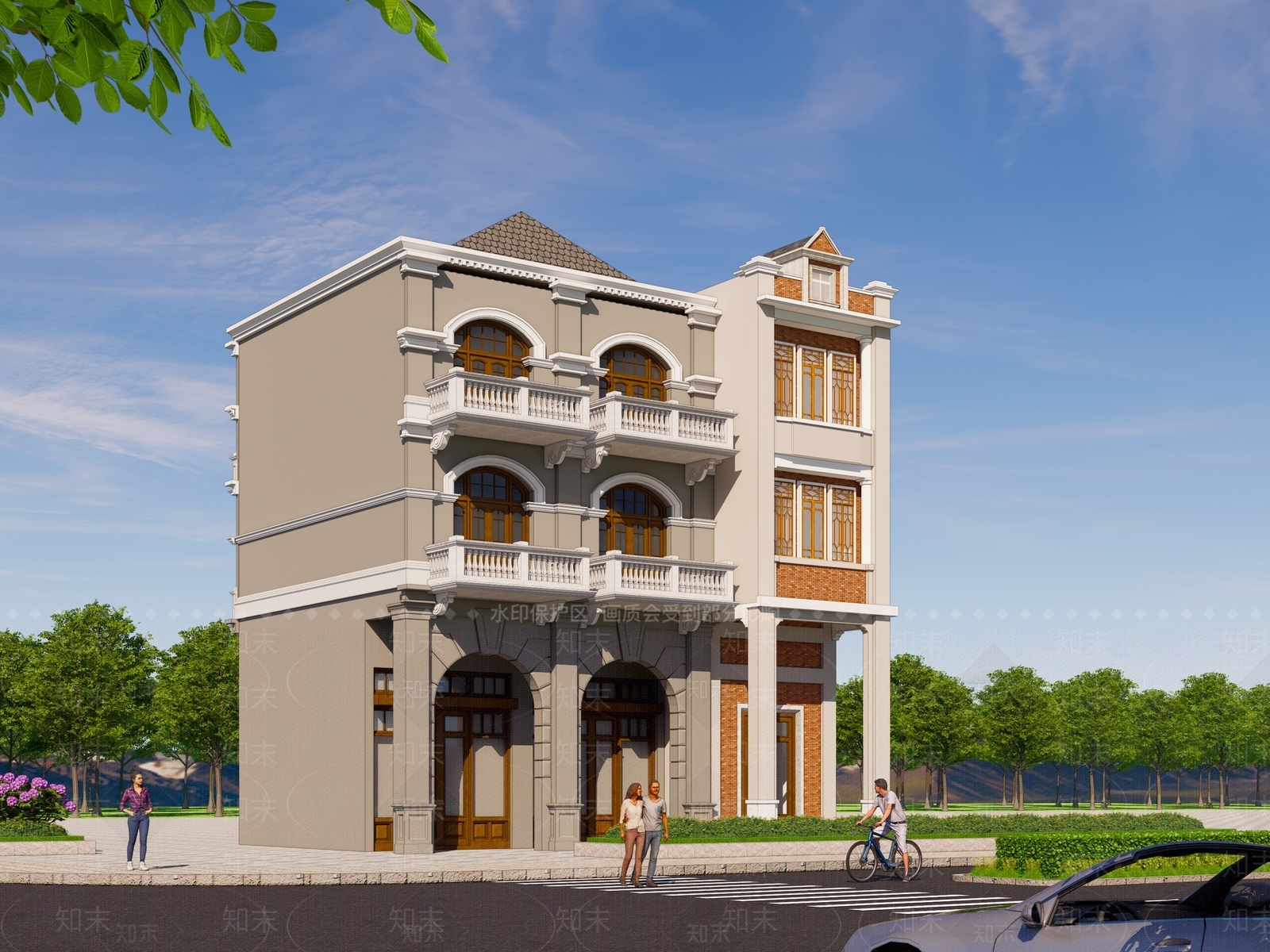 新中式美式其他商业建筑SU模型下载【ID:1203577335】