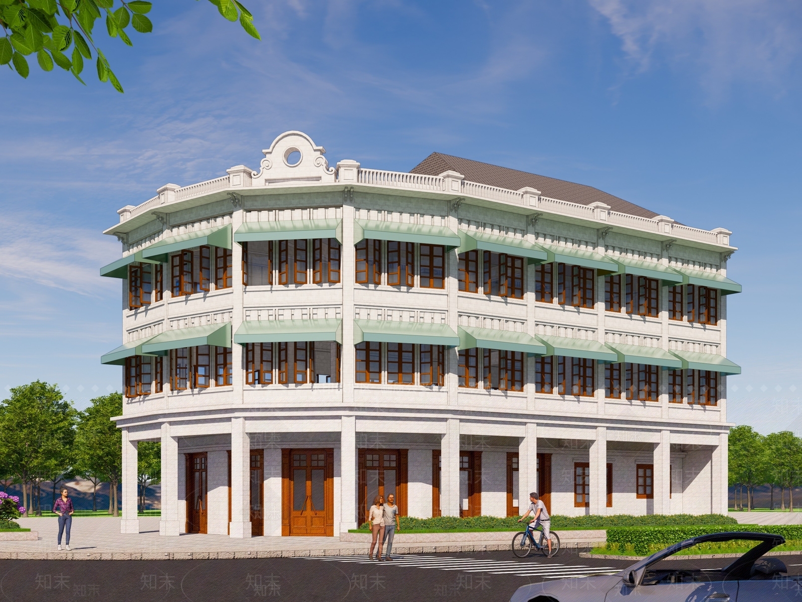 复古商业街SU模型下载【ID:1203578307】