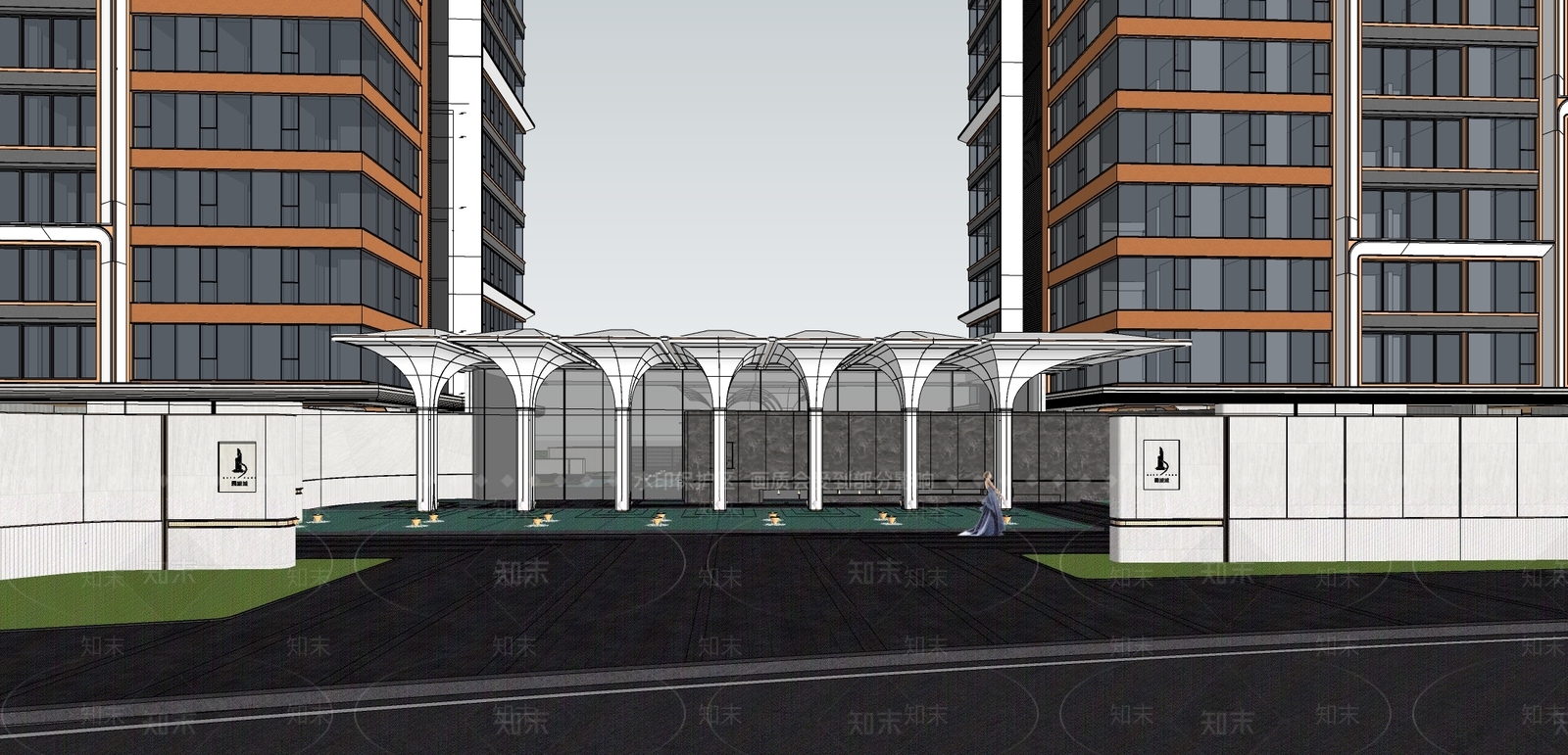 现代住宅区景观SU模型下载【ID:1203581396】
