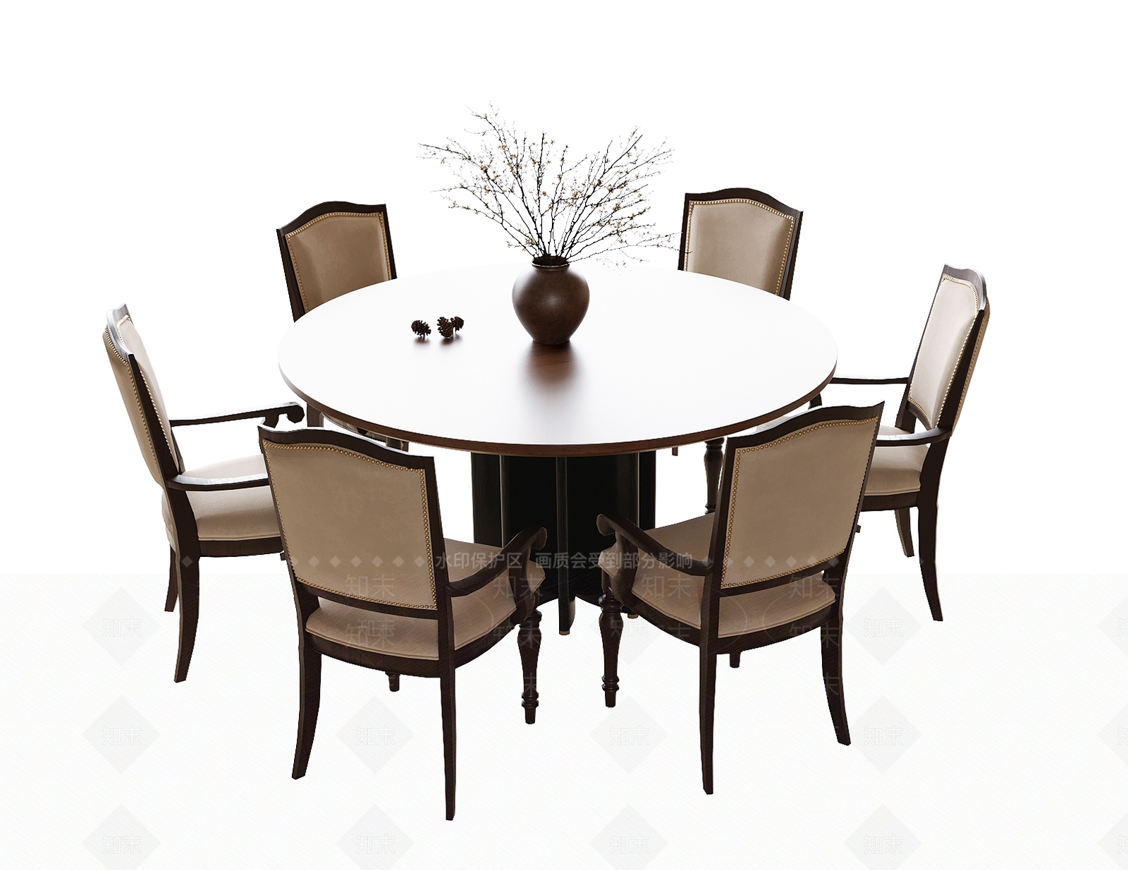 美式餐桌椅SU模型下载【ID:1203579947】